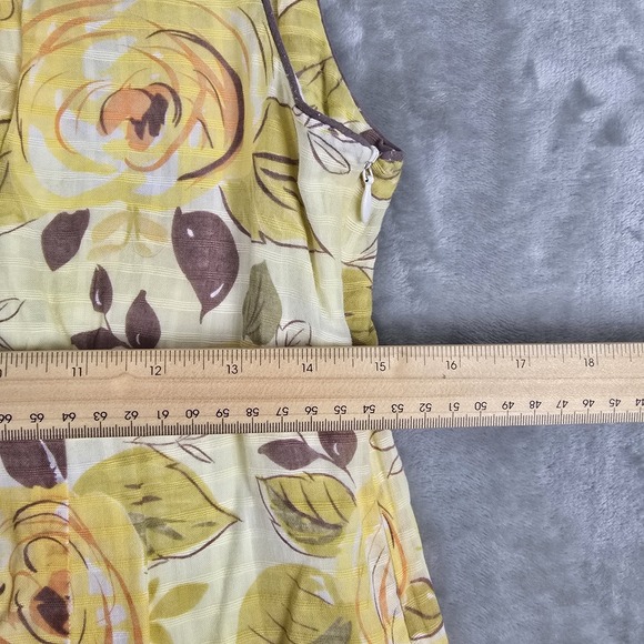 Cabi Y2K Milkmaid Floral Sundress 8 Yellow Brown Roses - Picture 4 of 9